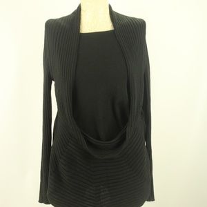 Fiore Bella Black  Knit Top Cowl Sweater Size L